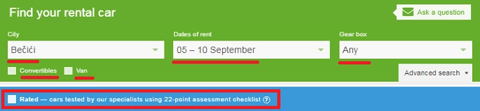 Cheapest car rental in Becici